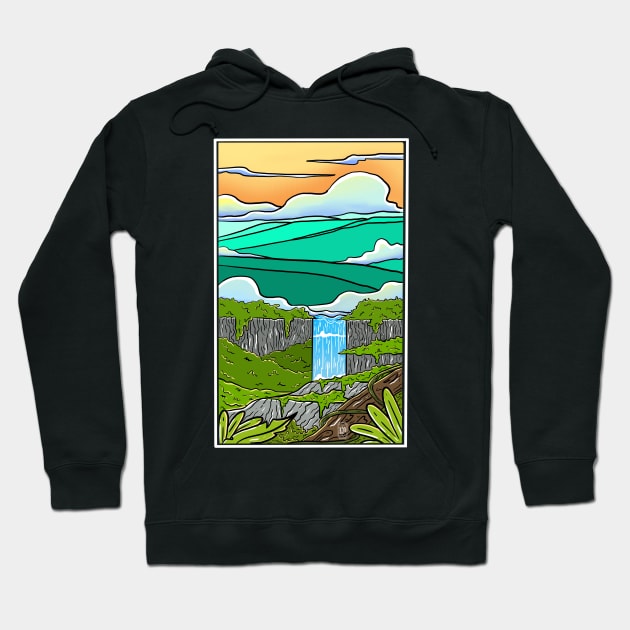 Paradise Waterfall Hoodie by Artthree Studio